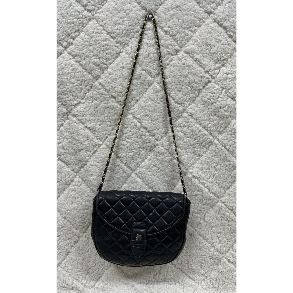Jay Herbert New York vintage quilted black leather chain purse crossbody bag - Picture 13 of 13